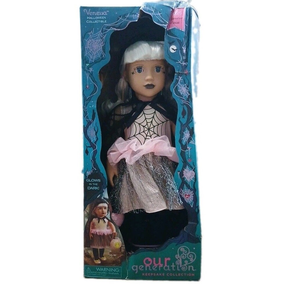 OUR GENERATION 18" Venessa Doll Witch Halloween Glows In Dark NIB